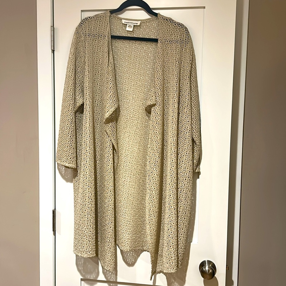 CAROLINE ROSE OX gold tone duster sweater.